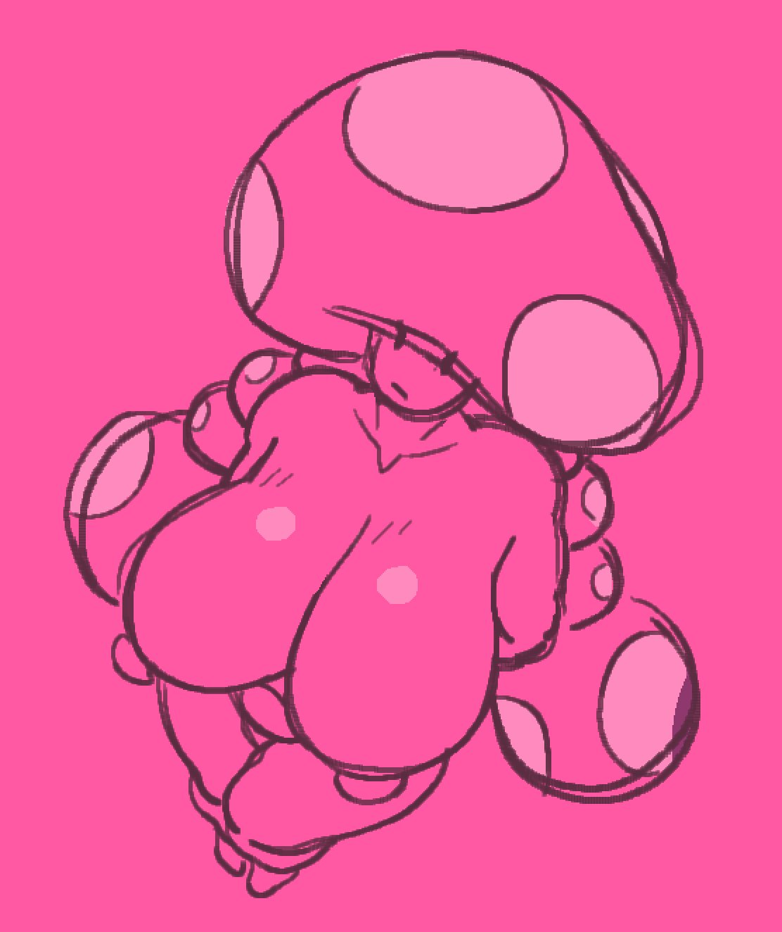 1girls, big breasts, big thighs, breasts, curvy, female, female only, humanoid, large nipples, looking at viewer, mario (series), mob face, monochrome, mushroom humanoid, nintendo, nipples, no nose, nsfwoaf, pigtails, solo, thick, thick hips, thick thighs, thighs, toadette, wide hips
