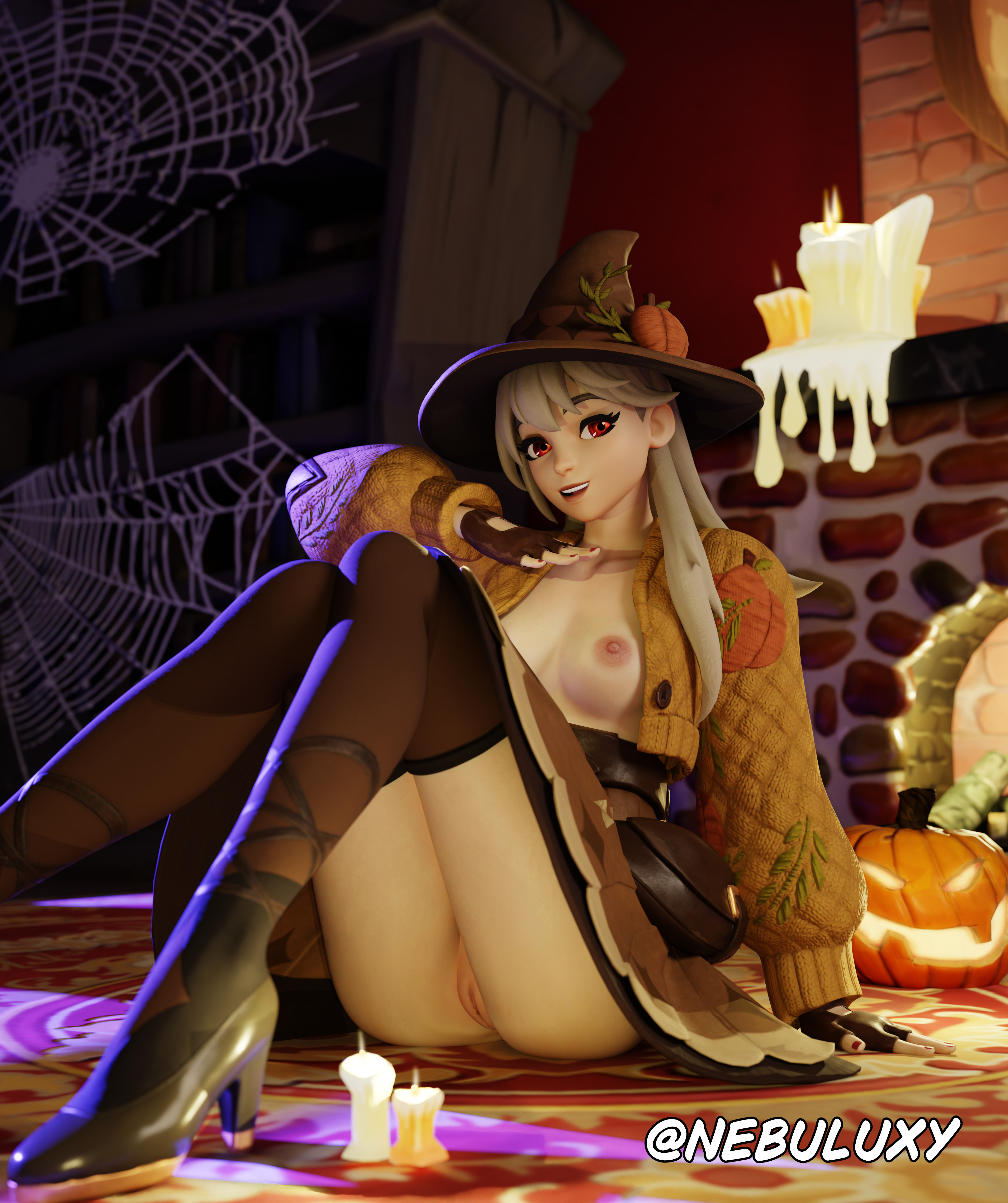 3d, ass, female, fortnite, fortnite: battle royale, lexa (fortnite), lexa hexbringer (fortnite), light skin, long hair, looking at viewer, nebuluxy, no panties, no panties under skirt, presenting, pussy, red eyes, sitting, skirt, smile, tagme, thighhighs, vagina, white hair