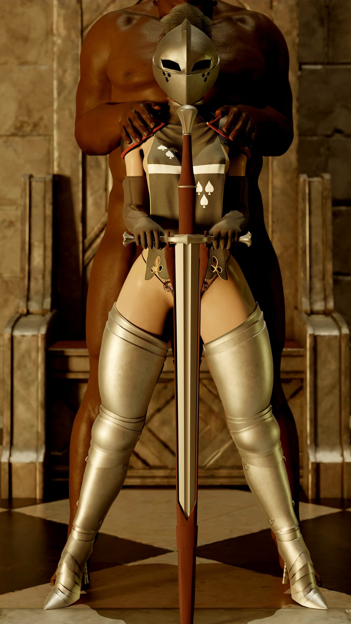 dark skin, dark-skinned male, faceless female, female, female knight, kardia of rhodes, knight, male, novabartistia, queen of spades