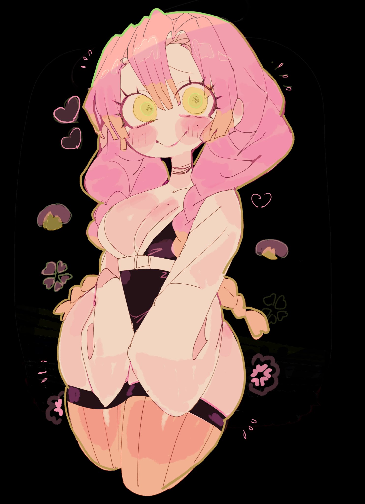 big breasts, breasts, curvy figure, demon slayer, female, green hair, kanroji mitsuri, kimetsu no yaiba, mitsuri kanroji, pink hair, thick thighs, two-tone hair, usa37107692, wide hips