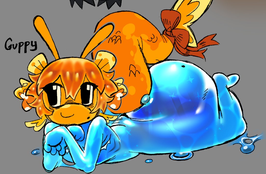 1boy, antennae (anatomy), ass, ass bigger than head, big ass, big butt, bubble butt, femboy, fins, fish, fish humanoid, fish tail, gills, guppy (regretevator), laying down, laying on stomach, male, male only, mastectomy scar, orange hair, regretevator, roblox, roblox game, solo, solo male, tagme, tail, teatimetrin, top surgery scars, trans man, transmasc, water, water body