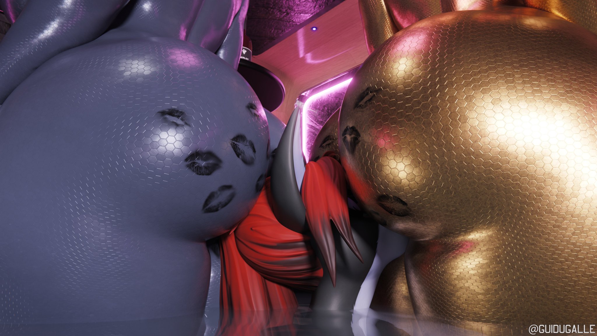 3d, analingus, anthro, ass, big ass, eating ass, elise (omniman907), futanari, guidugalle, guimontag, intersex, kissing, lipstick on ass, rimjob, rimming, tagme