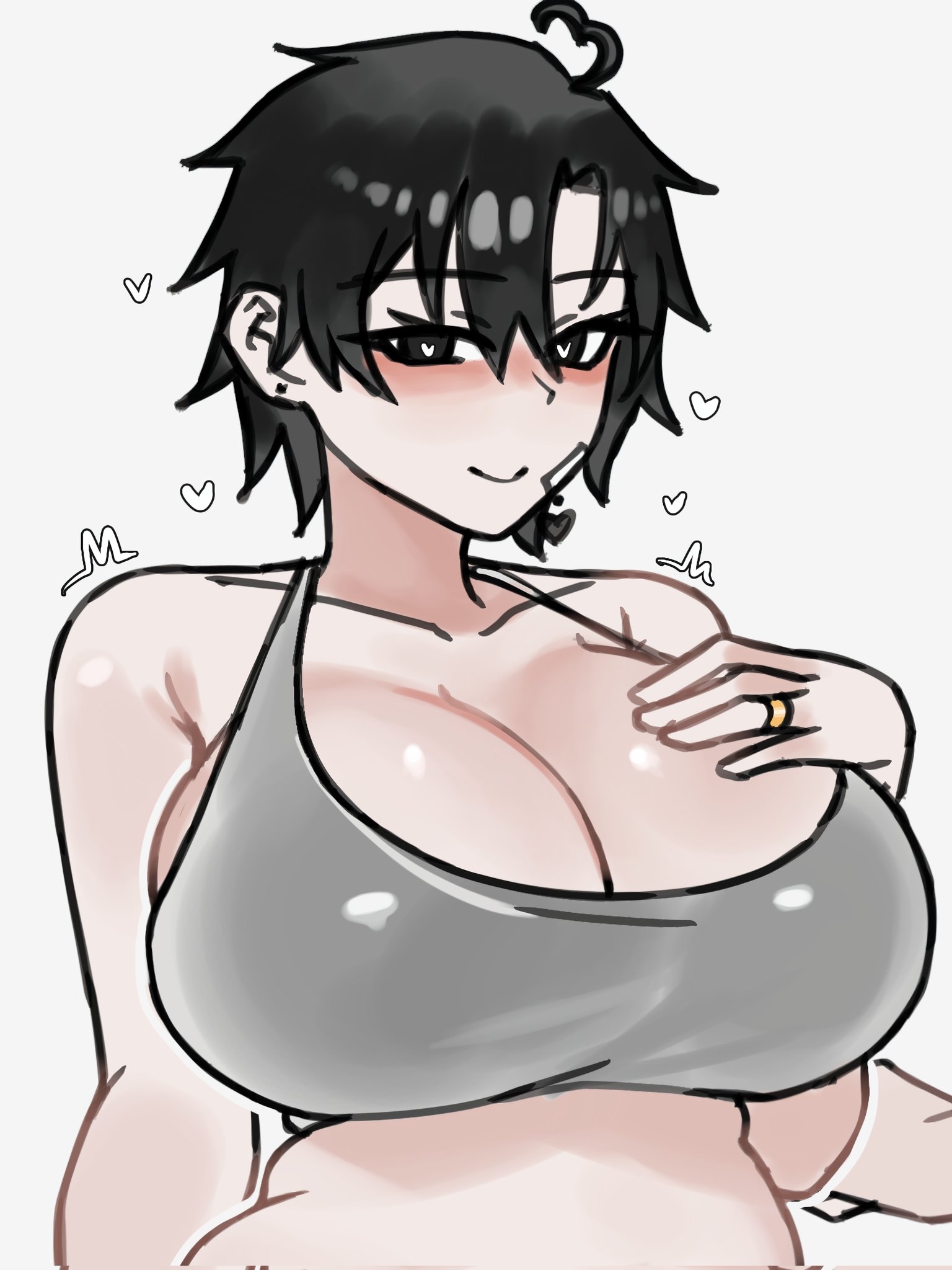 akira404040, breasts, cleavage, clothing, female, huge breasts, neru (akira404040), solo, tagme