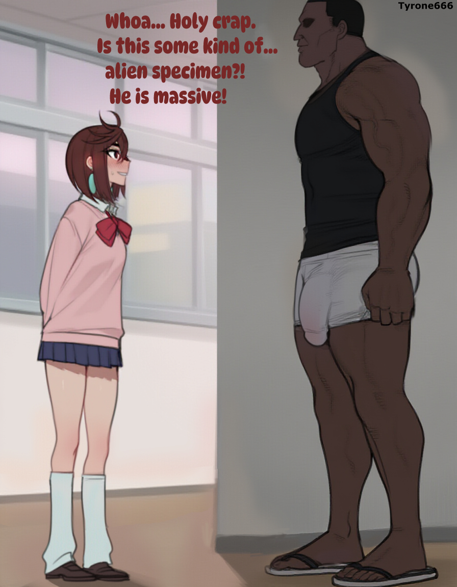 1boy, 1girls, 2025, 2d, ai generated, ayase momo, big penis, bulge, dandadan, dark skin, dark-skinned male, english text, female, interracial, male, muscular, muscular male, penis, tagme, text, tyrone666