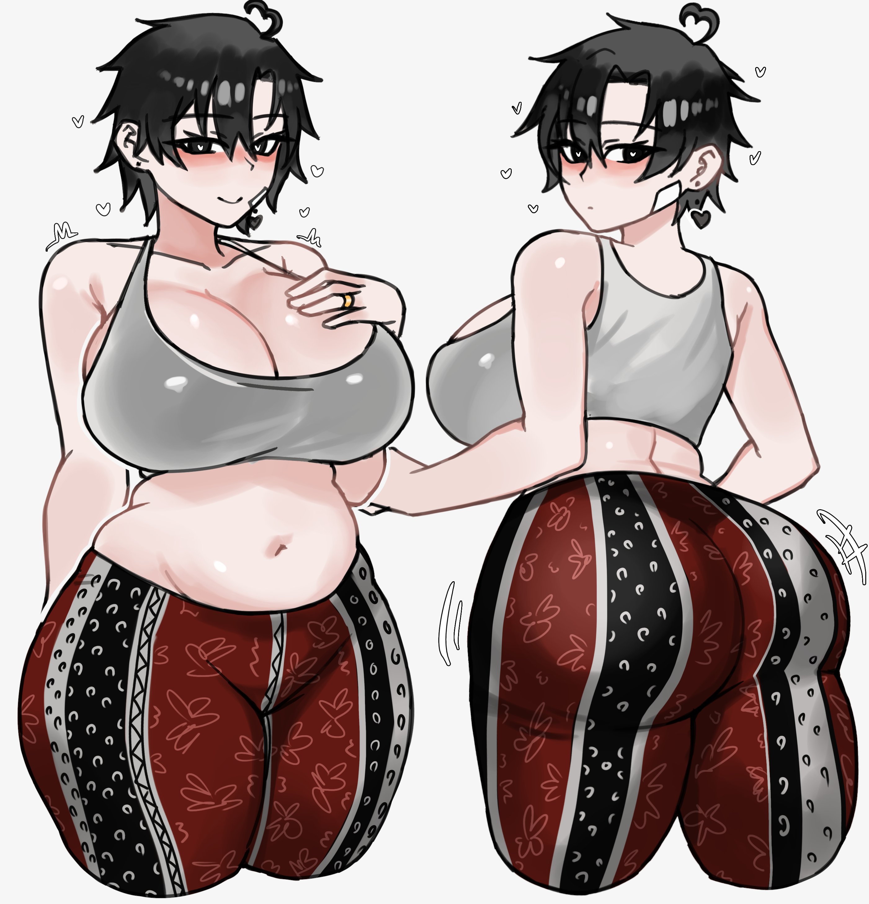 1girls, akira404040, ass, cleavage, clothed, clothing, female, flare pants, forbidden pants, huge ass, neru (akira404040), tagme