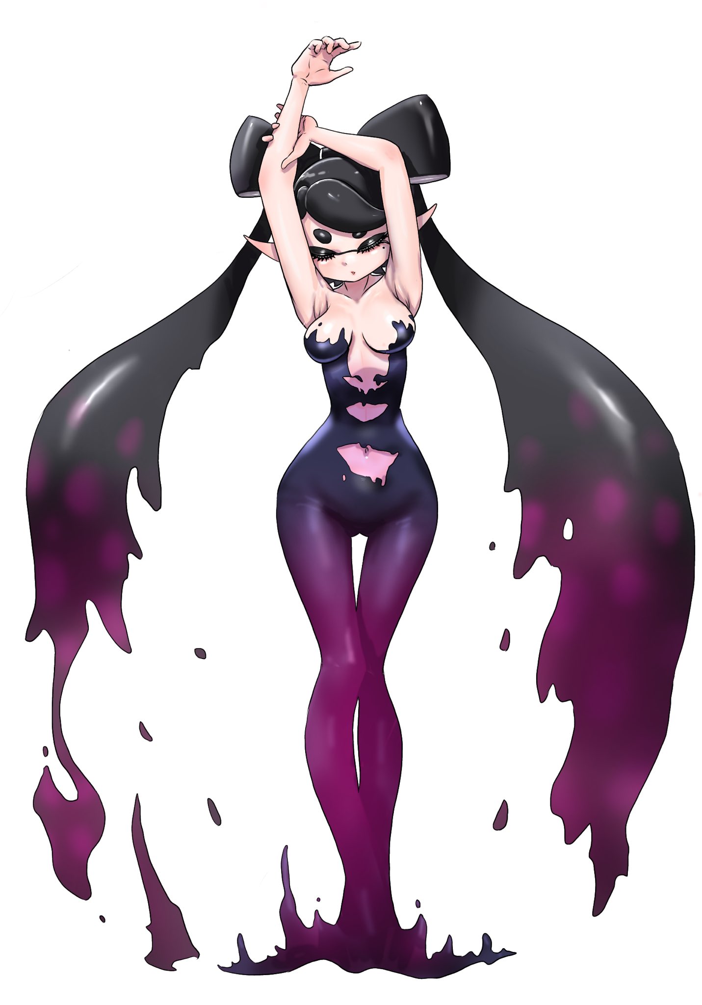1girls, callie (splatoon), female, ink on body, koharuno2, mid-transformation, splatoon, splatoon (series), tagme, tentacle hair, transforming