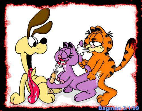 1990s 1999 1girls 20th_century 2boys ambiguous_penetration areolae arlene_(garfield) breasts canine closed_eyes cum cum_in_mouth cum_inside cumshot drooling ejaculation feline female garfield_(series) garfield_the_cat handjob happy interspecies male nipples odie open_mouth smile spitroast straight tongue tongue_out