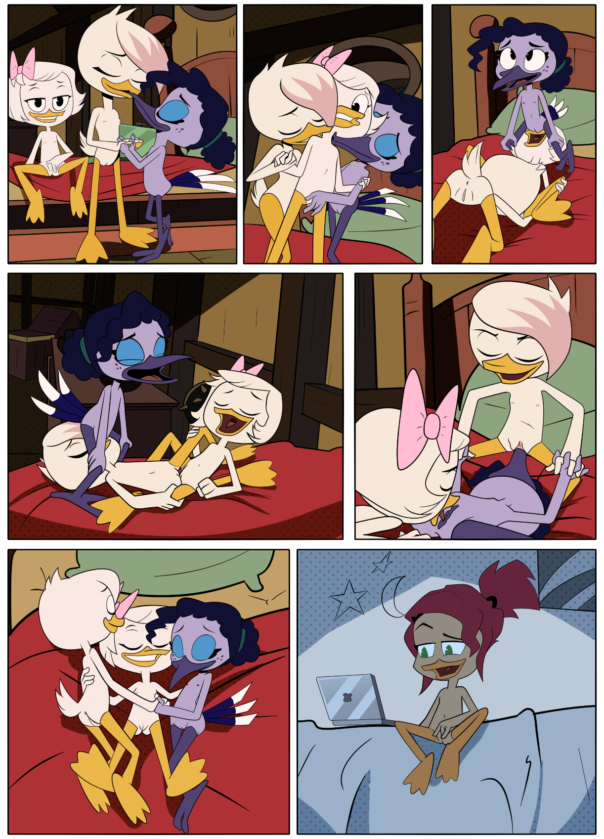 1girls, 3girls, 4girls, anthro, anthro female, anthro on anthro, anthro only, avian, beak, black hair, breasts, completely naked, completely naked anthro, completely naked female, completely nude, completely nude anthro, completely nude female, cub, cunnilingus, deadinside97, disney, duck, duck girl, ducktales, ducktales (2017), eyebrows, eyelashes, eyeshadow, feathers, female, female cub, female only, female/female, fff threesome, fingering, flat chest, freckles, freckles on face, fur, furry, furry female, furry only, gosalyn mallard, green eyes, lena de spell, lesbian sex, masturbation, naked, naked anthro, naked female, nude, nude anthro, nude female, open mouth, purple body, purple feathers, pussy, ribbon, scissoring, small breasts, teenage girl, teenager, threesome, tribadism, violet sabrewing, voyeur, voyeurism, webby vanderquack, white body, white feathers, young, young anthro, young female, yuri