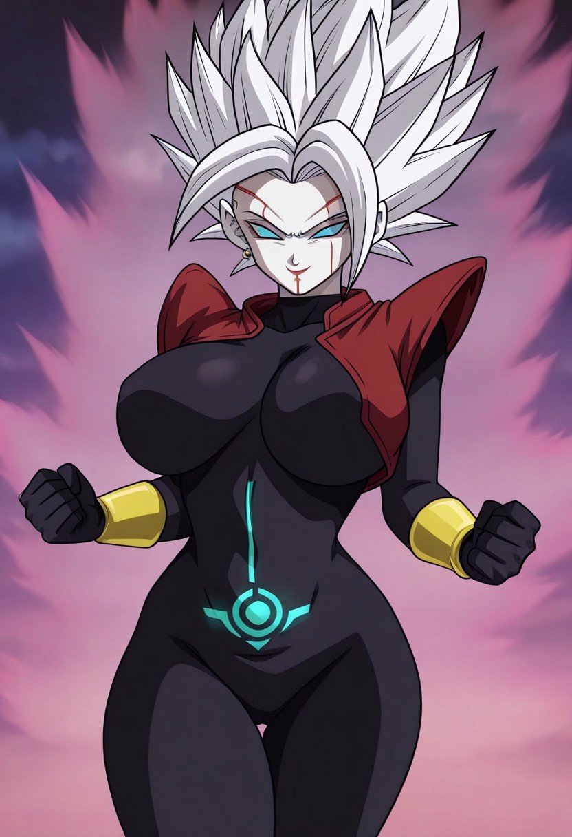 1girls ai_generated alien aura big_breasts black_bodysuit black_gloves blue_eyes blue_sclera bodysuit breasts civitai civitai_lora colored_skin dragon_ball dragon_ball_heroes dragon_ball_super earrings female female_focus female_only gloves gold_wristband hourglass_figure jacket kale kamin lipstick no_irises no_pupils pale_skin pink_aura possessed possession red_jacket saiyan saiyan_girl solo solo_female solo_focus spiky_hair strongest_form_2 super_saiyan_2 tagme thick_thighs toei_animation tuffle tuffleization white_hair white_hair_female white_skin