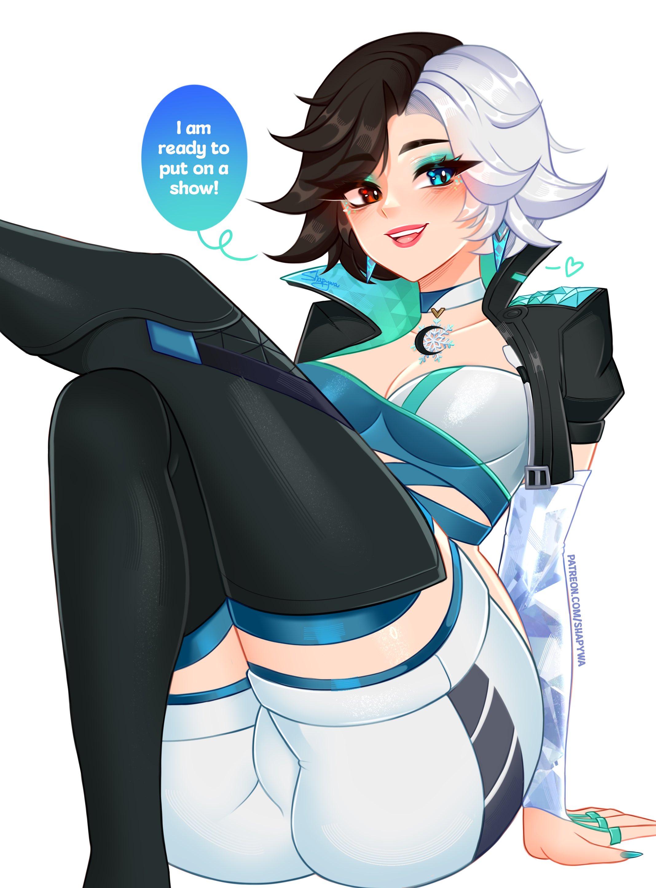 1girls, big breasts, breasts, casual, female, female only, luna snow, luna snow (marvel rivals), marvel, marvel comics, marvel rivals, shapywa, thick thighs