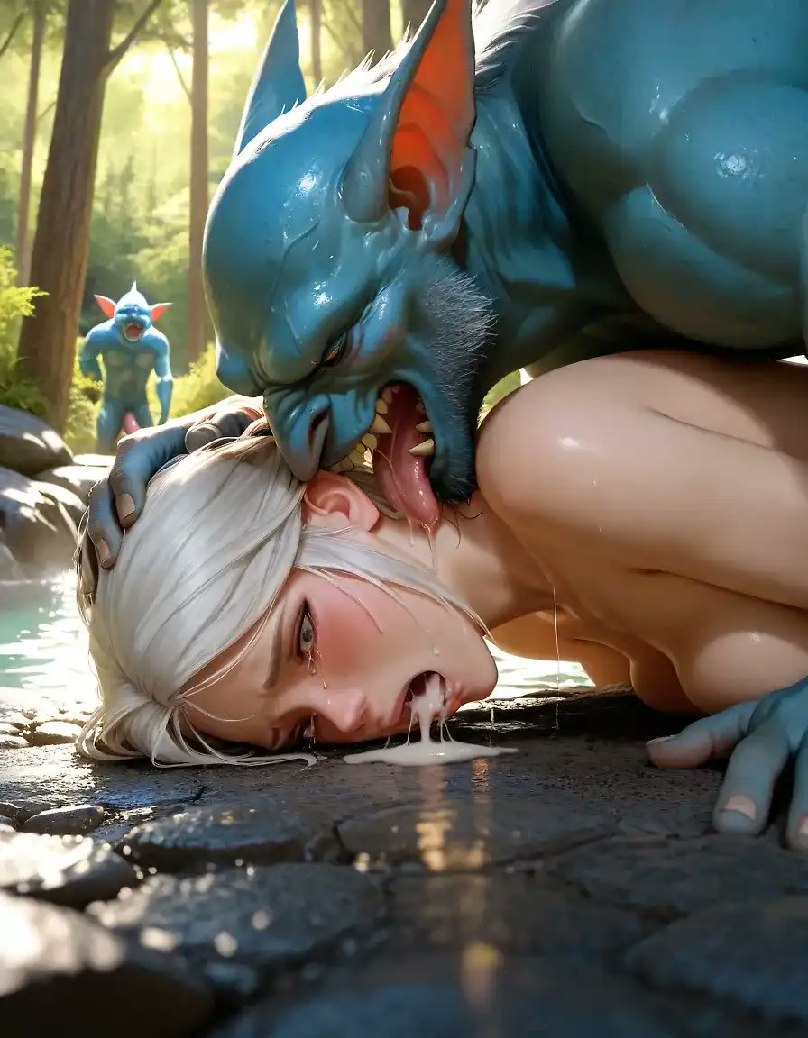 after_fellatio after_oral ai_generated bathing breasts ciri cum cum_in_mouth drowner female green_eyes head_grab jaarulz licking_neck light-skinned_female monster tears testicles the_witcher_(series) the_witcher_3:_wild_hunt wet_body white_hair