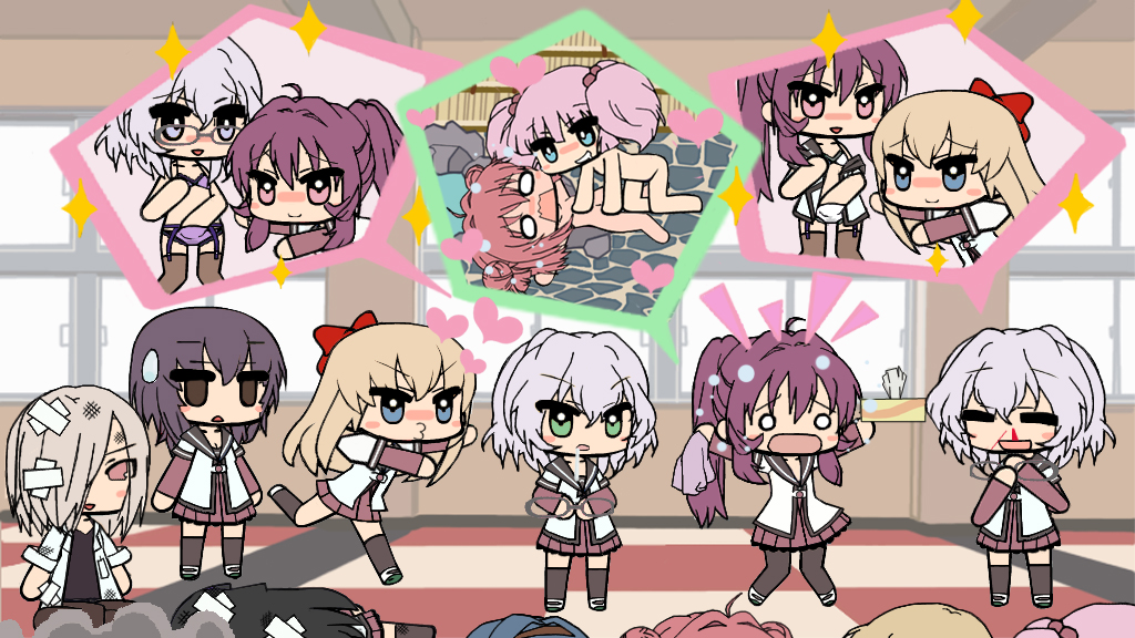 akaza_akari bandages blush bra chibi color drooling female funami_yui furutani_himawari glasses hand_in_panties heart ikeda_chitose ikeda_chizuru imminent_kiss imminent_rape mari_(lowson1100) masturbation matsumoto_rise multiple_girls nishigaki_nana nosebleed nude o_o open_clothes open_shirt puchitto_rock_shooter saliva sparkle sugiura_ayano sweatdrop tissue_box toshinou_kyouko underwear underwear_only wavy_mouth yoshikawa_chinatsu yuri yuru_yuri