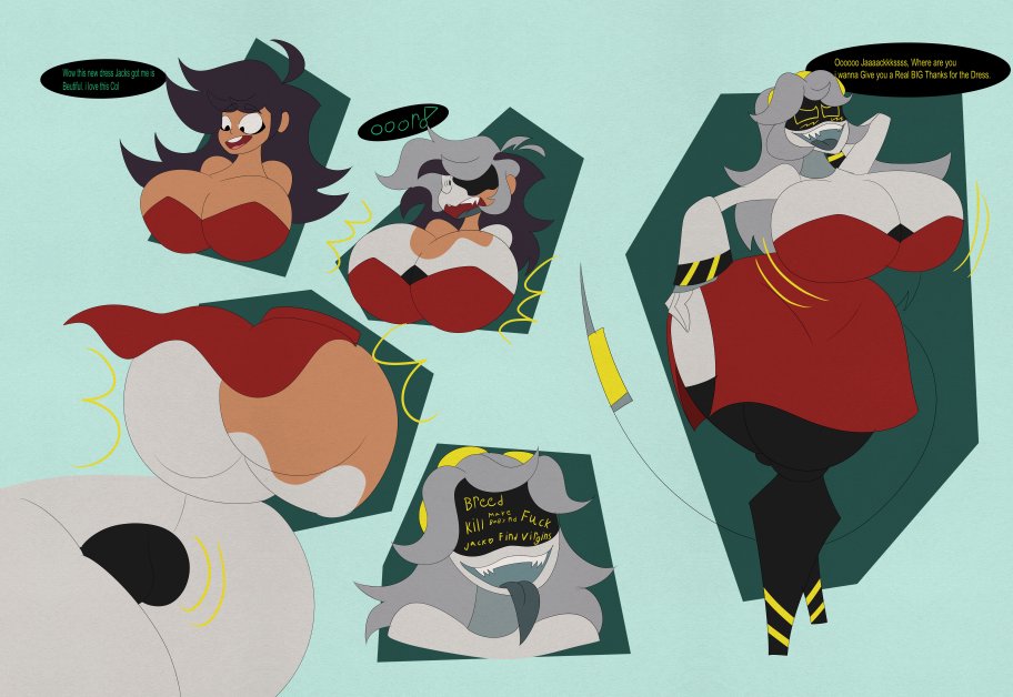 big ass, big breasts, bimbofication, character tf, female, female focus, female only, jeppa112, murder drones, transformation, v (murder drones)