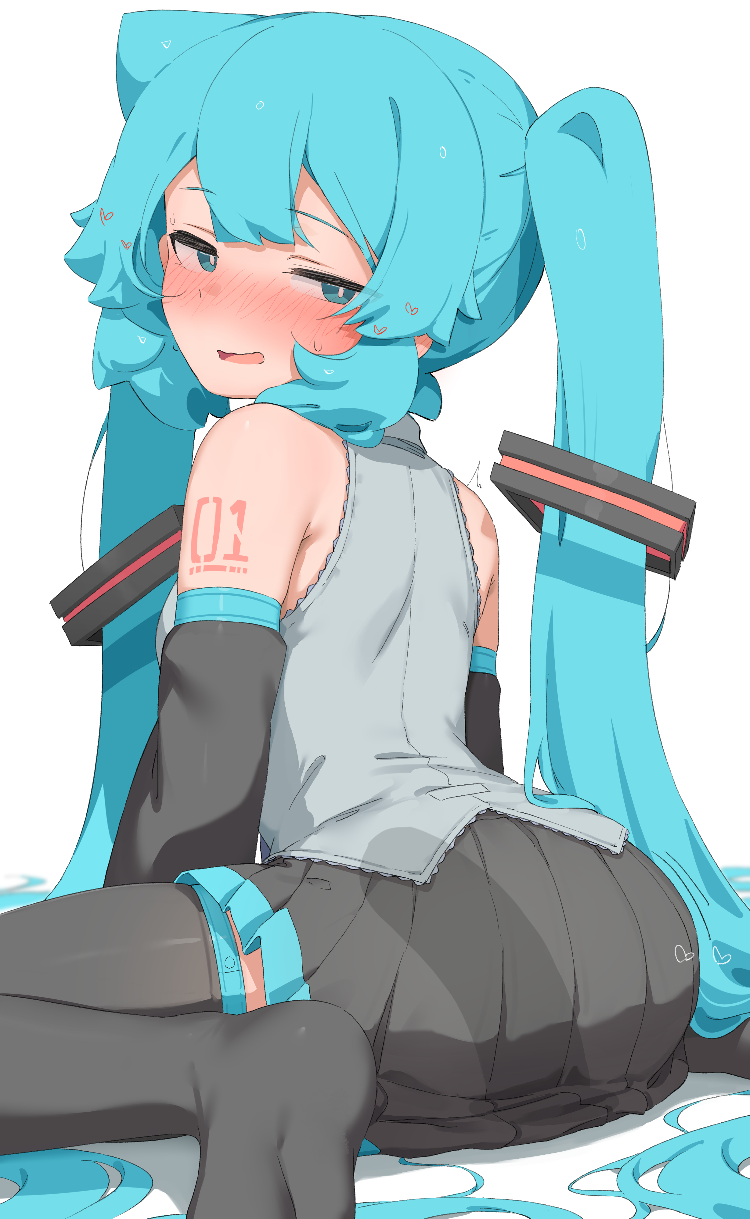 1girls, abmayo, blue eyes, blush, dildo, female, hatsune miku, looking at viewer, sex toy, smile, thighhighs, twintails, vocaloid