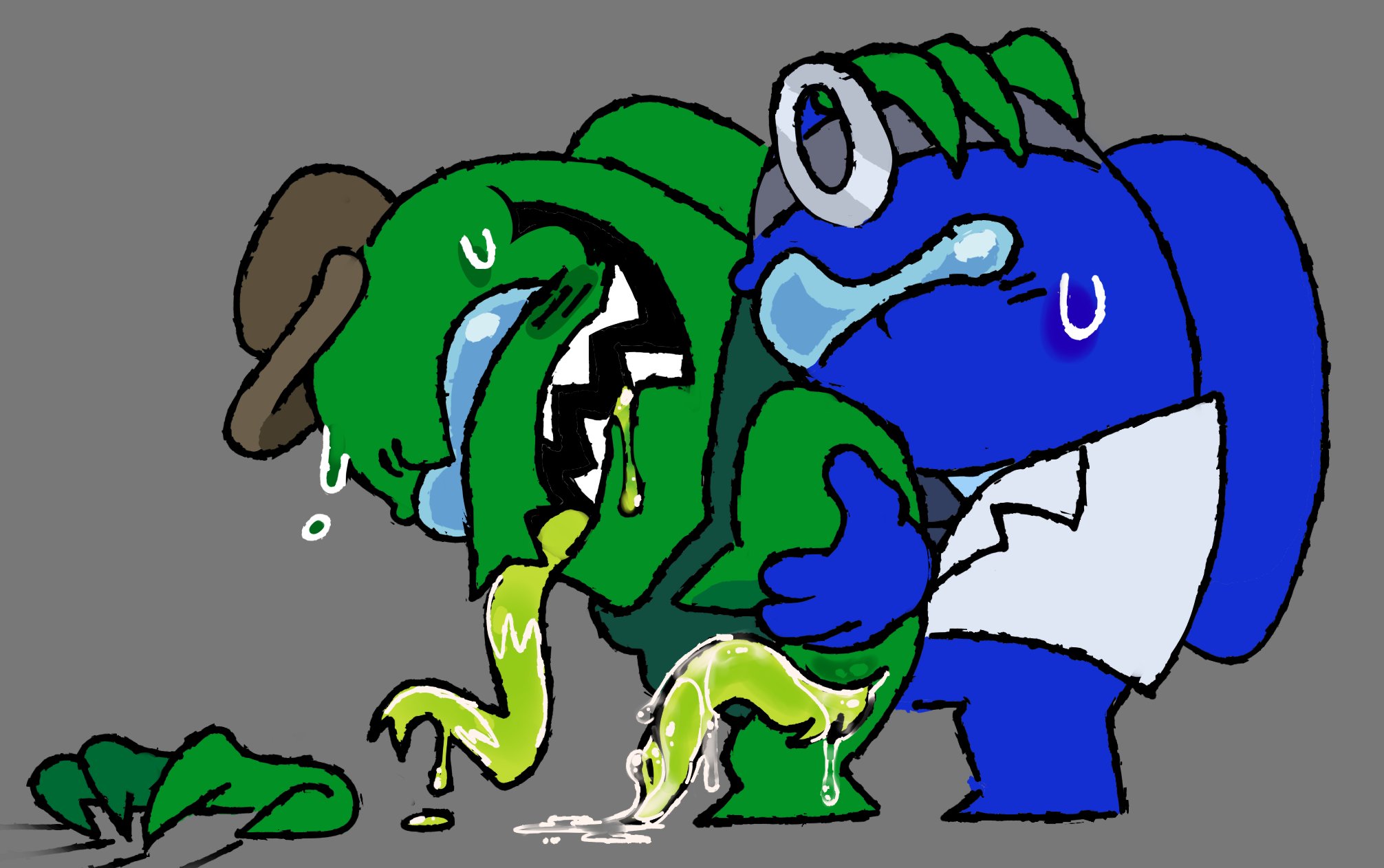 2boys, among us, among us (series), among us blue, among us green, blue (among us), crewmate (among us), cum, gay, green (among us), impostor (among us), male/male, penetration, tentacle penis, tongue out, yaoi