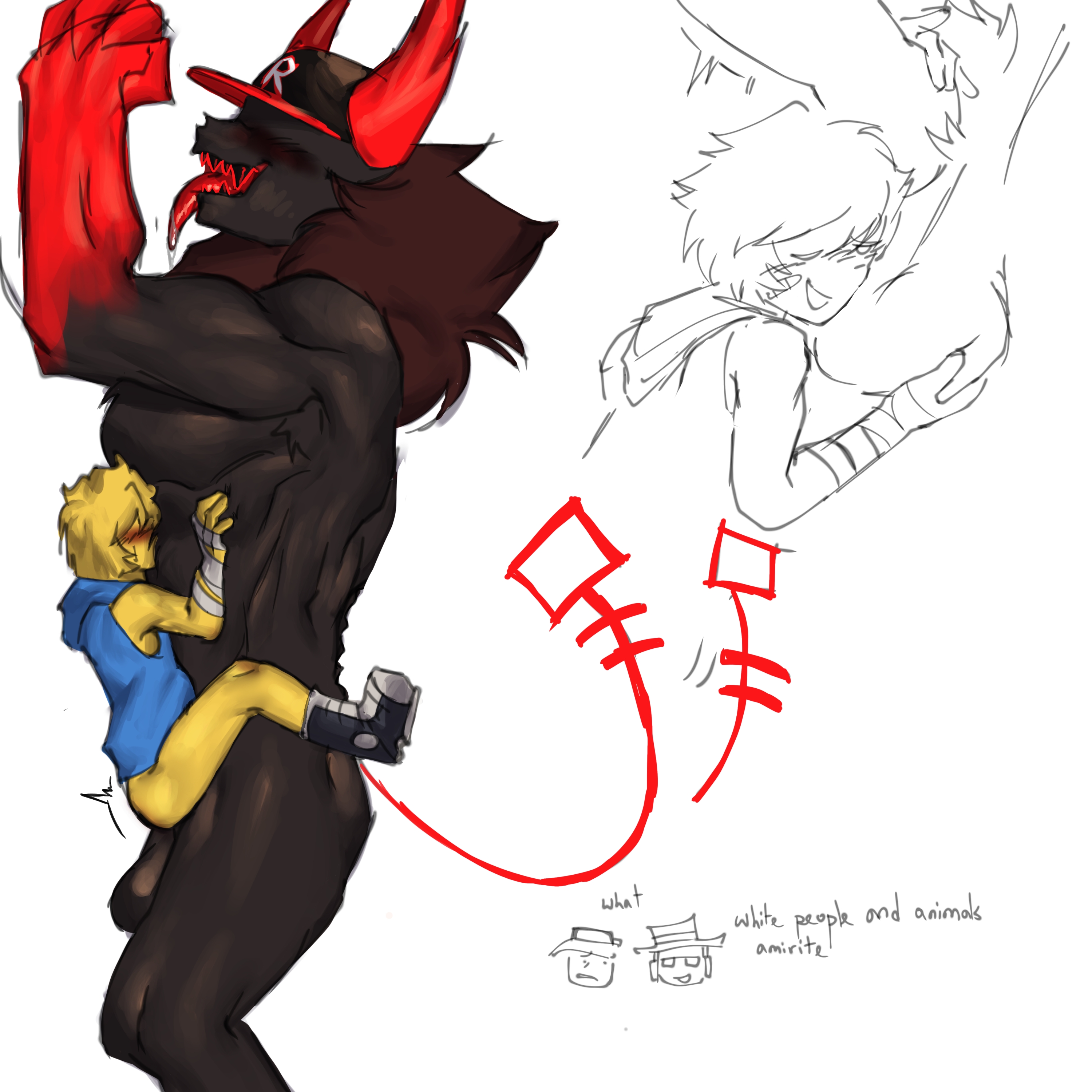 2boys, anal penetration, black body, forsaken (roblox), guest 666, guest 666 (forsaken), knot, knotted penis, larger dom, lornan1hater, male, male only, male/male, monster, monster on human, monster on male, noob, noob (forsaken), penetration, roblox, roblox game, robloxian, self upload, size difference, smaller sub, twink, yellow body, yellow hair