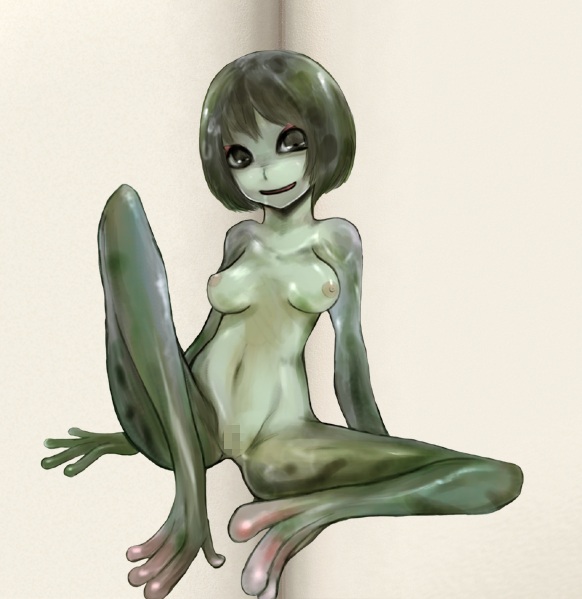 amphibian breasts censored female frog frog_girl mon-musu_quest! monster_girl monster_girl_quest pussy solo un_do