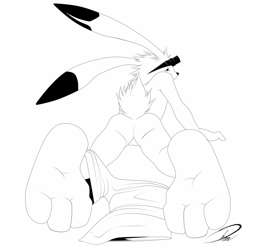 3_toes ass balls cth eyeswear goggles hindpaw king_kazuma lagomorph looking_back male_only paws rabbit soles solo