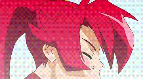 :>=, 1girls, animated, blush, breasts, censored, fellatio, female, huge breasts, jyubei, oral, oral sex, red hair, sex, space yoko, sweat, tagme, tengen toppa gurren lagann, yoko littner