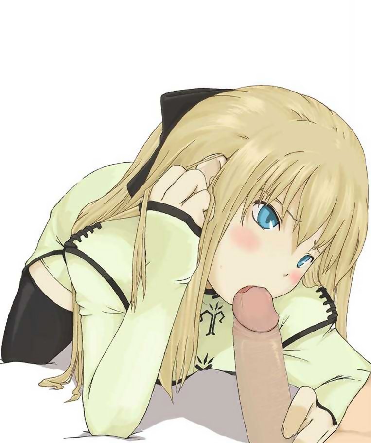 blonde_hair blue_eyes blush bow clothing cyril fellatio handjob long_hair oral penis shining_(series) shining_force shining_force_exa uncensored