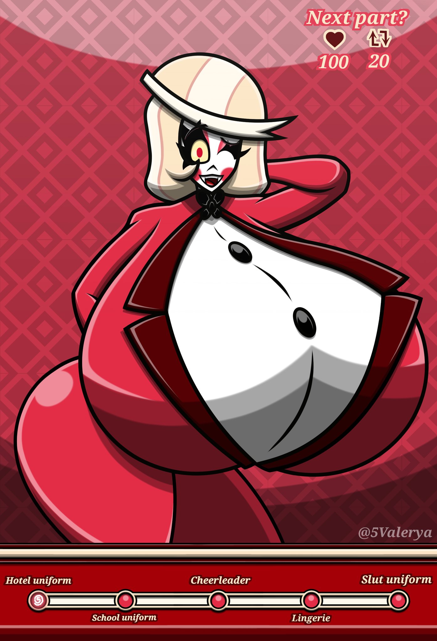 blonde hair, breasts, charlie morningstar (hazbin hotel), excessive breast, female, gigantic breasts, hazbin hotel, huge ass, huge breasts, hyper, hyper breasts, massive breasts, valerya5