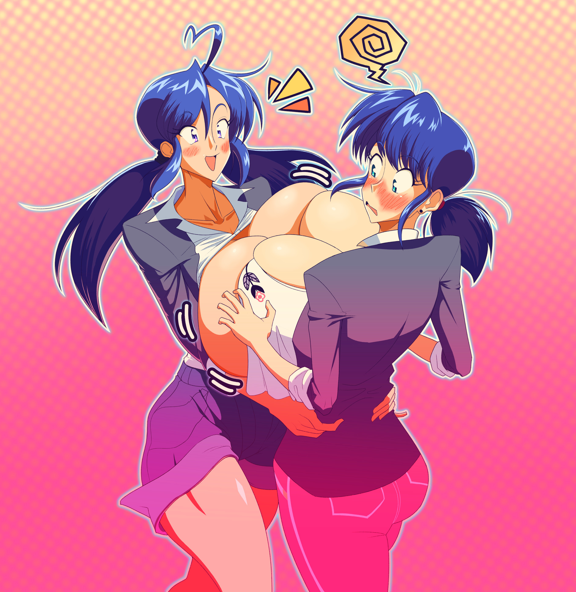 ahoge, alternate breast size, alternate self, blue eyes, blue hair, breasts, female, hyper breasts, marinette cheng, marinette cheng (pv), marinette dupain-cheng, marinette dupain-cheng (pv), miraculous ladybug, miraculous: tales of ladybug and cat noir, tagme