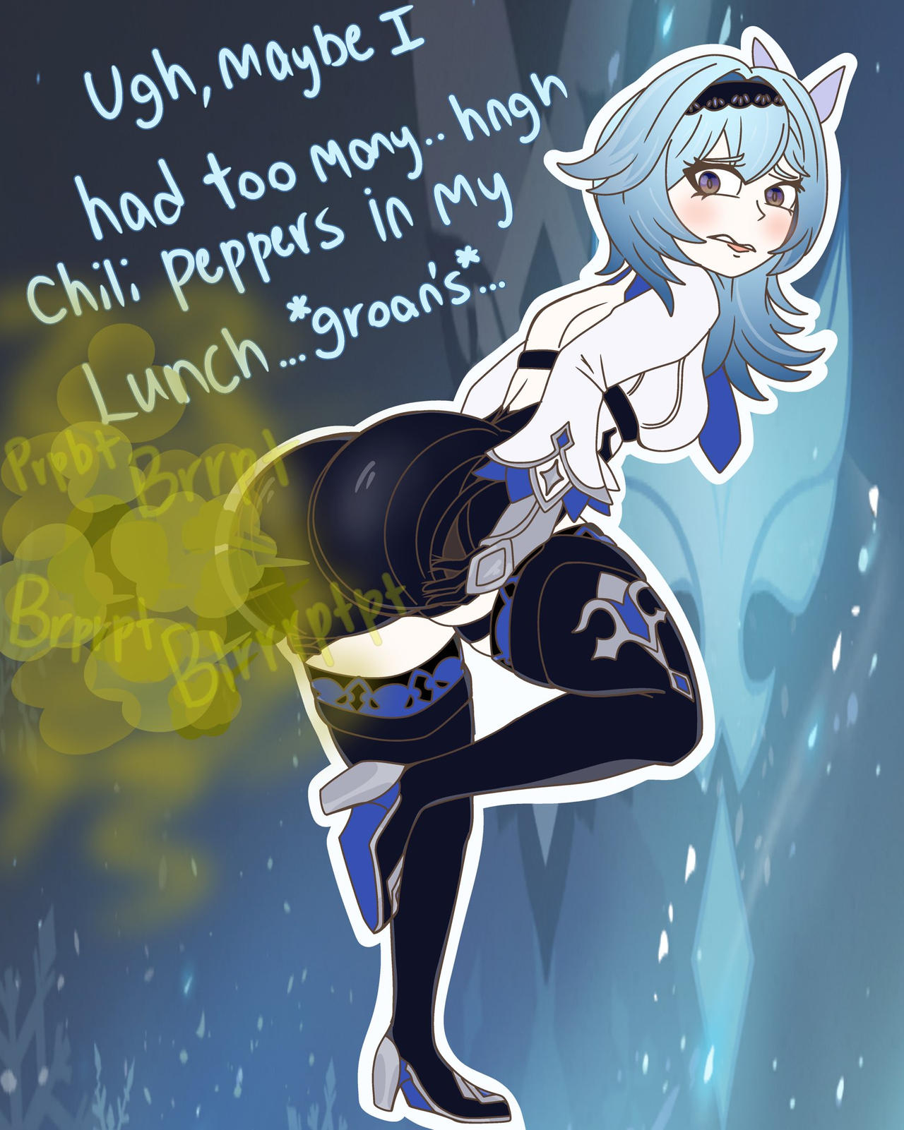 ass big_ass big_butt blush boobjob booty breastjob breasts bubble_ass bubble_butt buttocks chest chili_pepper eula_(genshin_impact) fart fart_cloud fart_everywhere farting firm_ass genshin_impact indoors juicy_ass juicy_butt large_ass looking_at_viewer lunch perfect_ass plump_ass puffy_nipples round_ass sexy_ass straight tight_ass voluptuous_ass