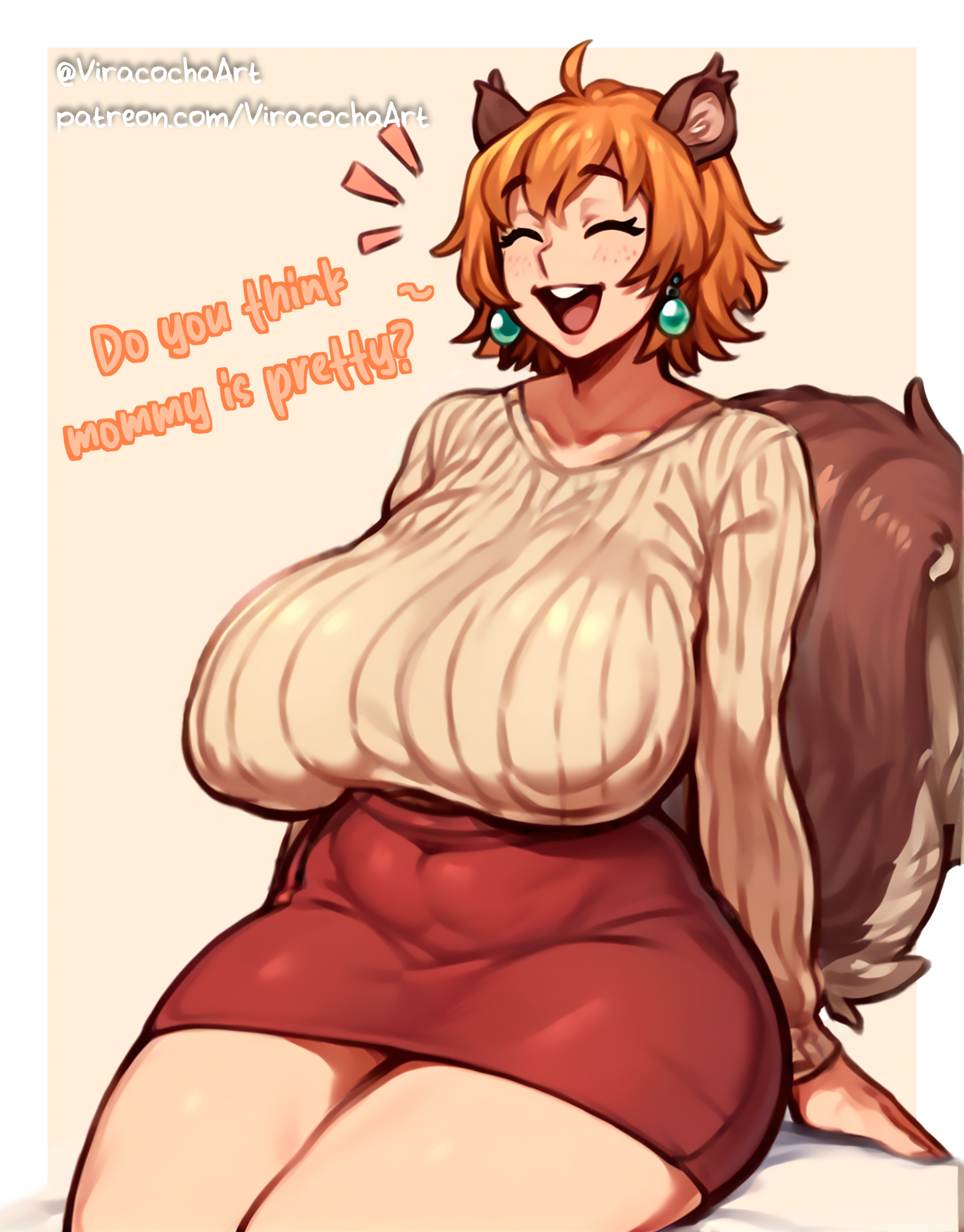ai assisted, ai generated, big breasts, breasts, digital drawing (artwork), female, furry female, heroine, huge breasts, marvel, marvel comics, marvel rivals, milf, mommy, nipples visible through clothing, red hair, short hair, skirt, squirrel girl, squirrel girl (marvel rivals), squirrel girl (marvel), squirrel tail, viracochaart
