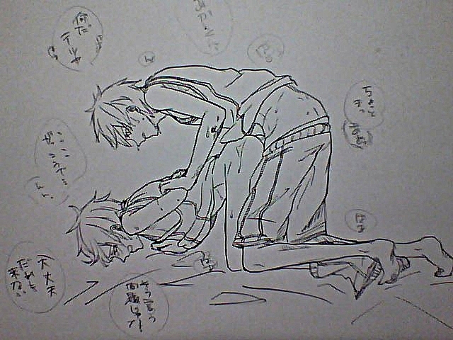 2boys 4:3 akashi_seijuurou anal arms_behind_back basketball_uniform bent_over blush bottomless doggy_style forced forced_yaoi gay kuroko_no_basuke kuroko_tetsuya male male_rape_victim monochrome multiple_boys pants_down rape sex sports_uniform sportswear sweat tear translation_request yaoi