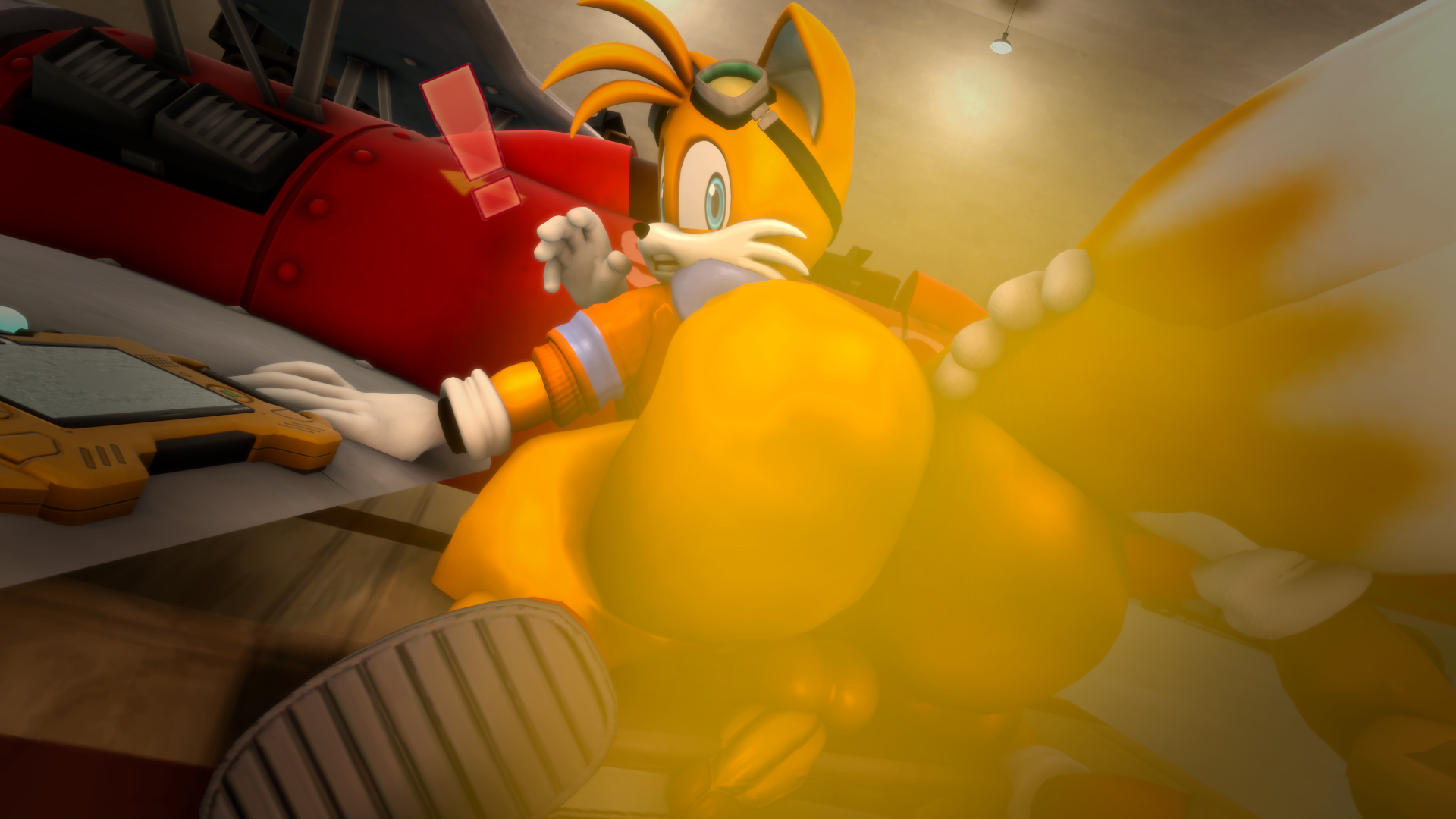 1boy, 3d, anthro, ass, ass focus, balls, big ass, big butt, bubble ass, bubble butt, butt focus, dick, doppoarts, fart, fart cloud, fart fetish, farting, farts, femboy, fox, furry, grabbing tail, hanging penis, huge ass, huge butt, male, penis, penis out, sega, solo, sonic (series), sonic the hedgehog (series), surprise, surprised, tails, tails the fox, tooting