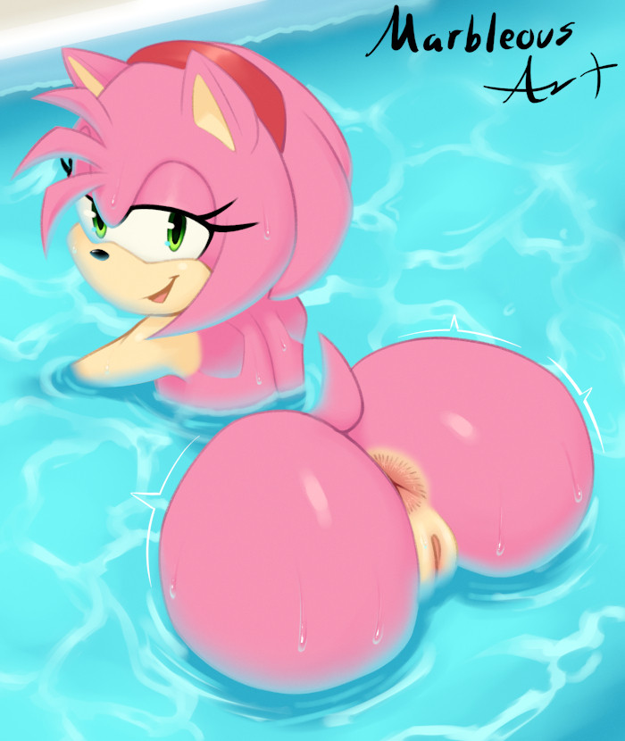 anus ass big_ass fat_ass female furry marbleousart partially_submerged pussy sega sonic_(series)