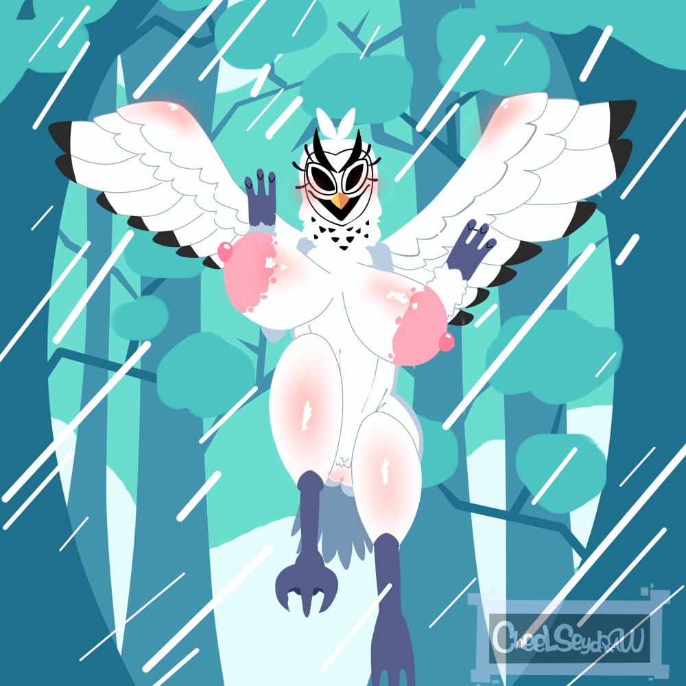 1girls, 99 nights in the forest, areolae, big areola, big breasts, big butt, big eyes, big nipples, breasts, cheelseydraw, female, forest, furry, furry female, girly, milf, nightmare waifu, nipples, owl, owl (99 nights in the forest), owl girl, pussy, roblox, roblox game, scary face, self upload, thighs, tree, watermark