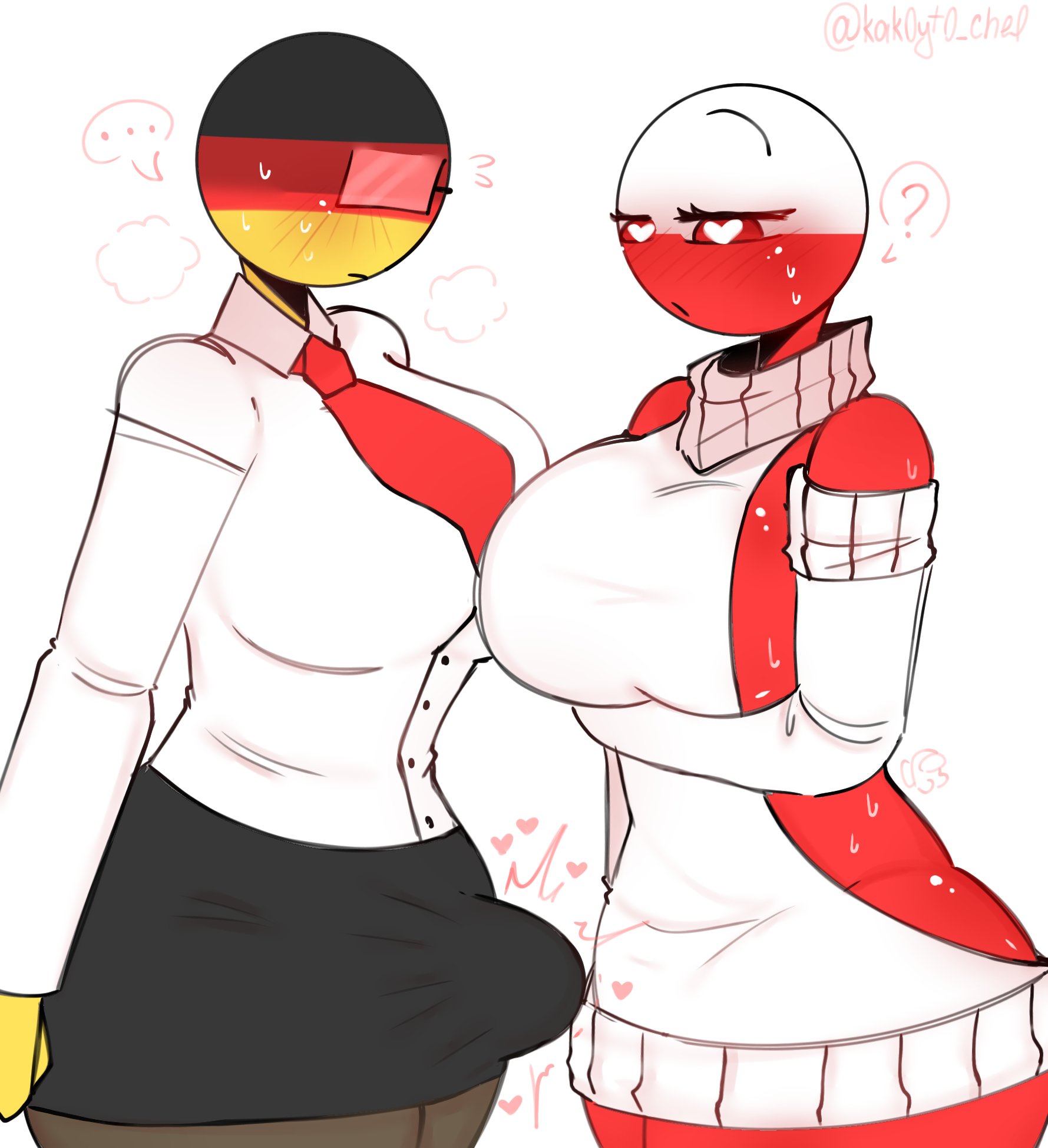 ?, ..., 1futa, 1girls, 2d, artist name, artist signature, ass, ass bigger than head, bare shoulders, big ass, big breasts, big penis, black skirt, breasts, bulge, business suit, business woman, clothed, clothing, countryhumans, countryhumans girl, curvaceous, curvy, curvy female, duo, erect penis, erection, erection under clothes, female, fully clothed, futanari, germany (countryhumans), glasses, heart eyes, horny, horny female, horny futa, huge ass, huge breasts, humanoid, imminent sex, intersex, kak0yt0 chel, penis, poland (countryhumans), skirt, slender body, standing, virgin killer sweater