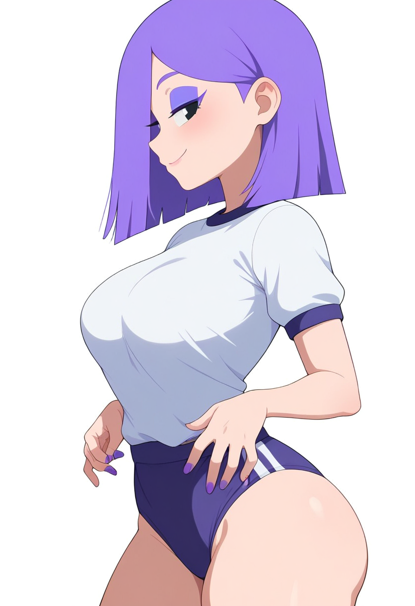 ai_generated background breasts clothed clothing duolingo emo female fingernails focus fully generated girl hair hips human light light-skinned lily_(duolingo) looking medium only purple skin slim small smartphone solo teasing thin viewer waist white wide