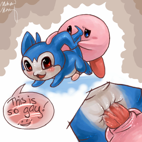 1:1 anal anal_insertion artist_request baby baby_digimon blue_eyes blush buggery chibimon color crossover demiveemon digimon digimon_(species) furry gay insertion interspecies kirby kirby_(series) male male_only multiple_males nintendo open_eyes penis pink_skin red_eyes yaoi