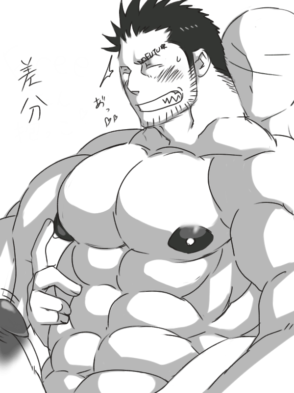 bara boner erection free free_(soul_eater) male male_only monochrome muscle muscles nipples nude penis soul_eater tattoo yaoi