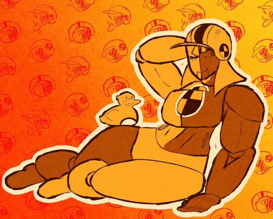 1girls crash_dummy duck featureless_breasts featureless_crotch muscular muscular_female naked naked_female nude nude_female pwned_by_14:00 redraw redrawn remastered robot robot_girl robot_humanoid