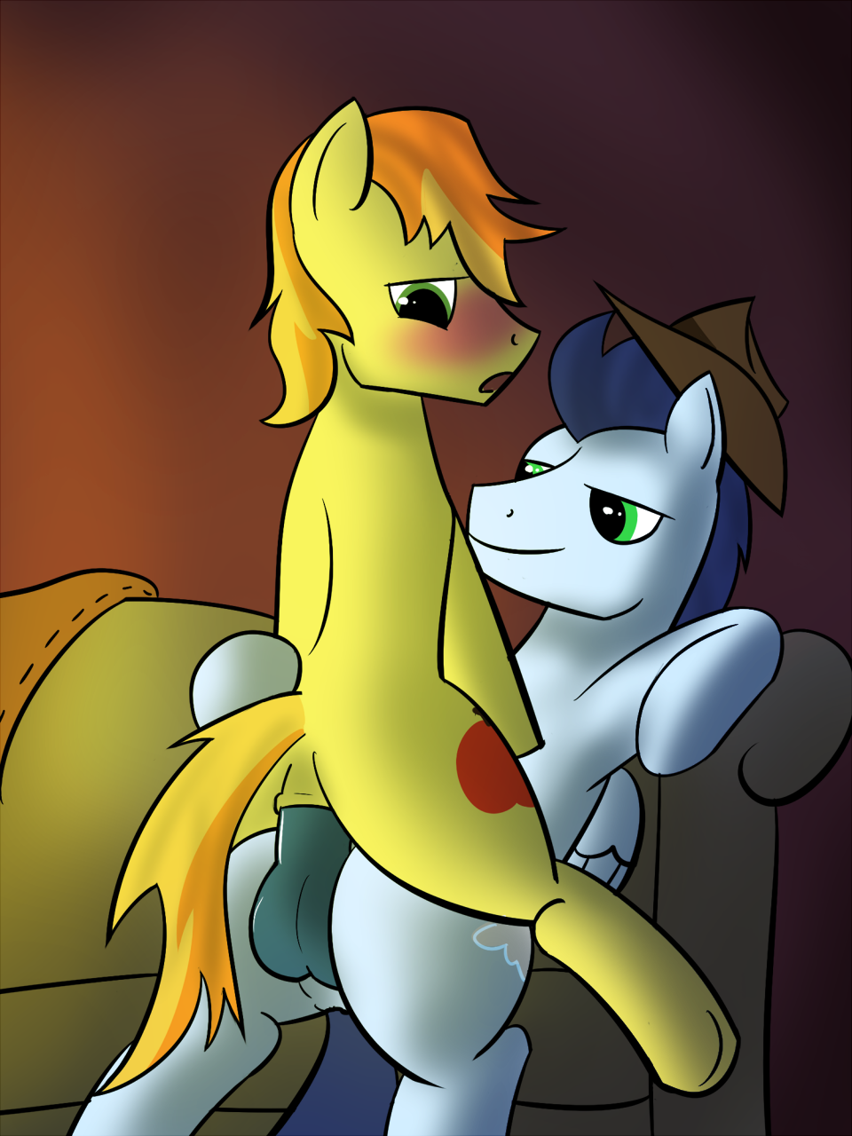 2012 blue_fur bodysuit braeburn_(mlp) cutie_mark earth_pony equine friendship_is_magic fur furry furry_only horse horsecock male male_only multiple_males my_little_pony no_humans penis pony sawsta sex soarin_(mlp) straight_hair wonderbolts_(mlp) yaoi