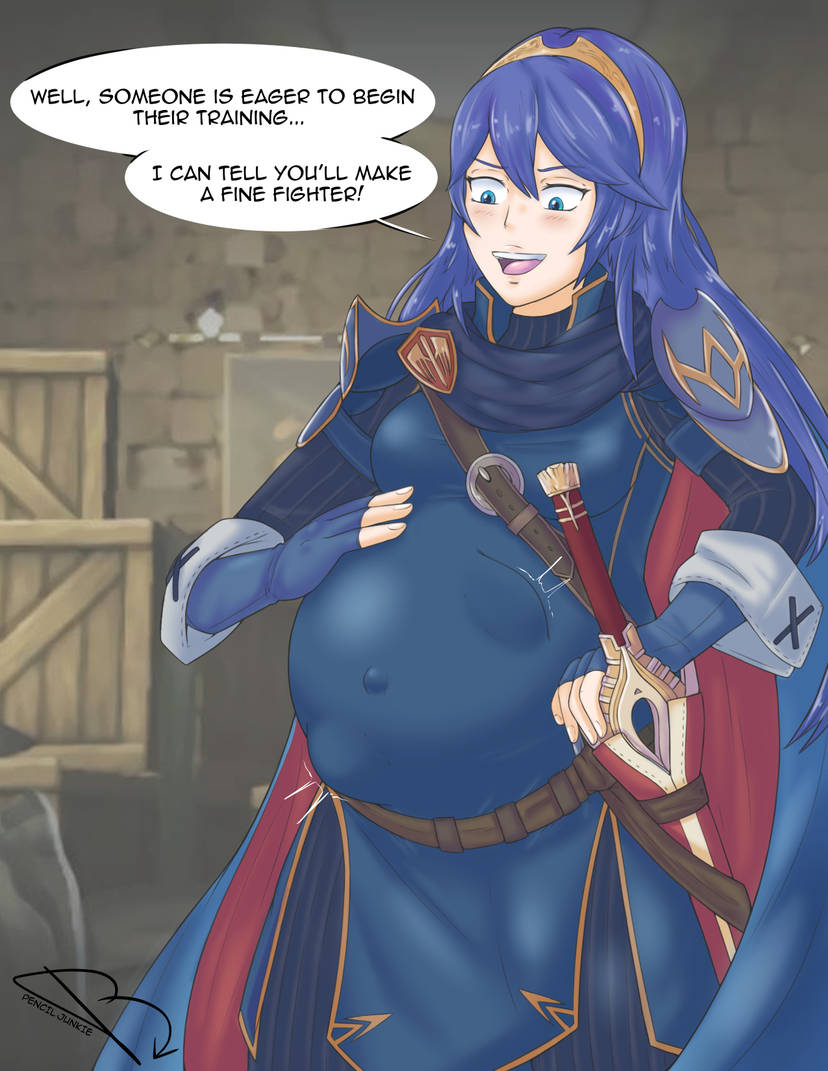 blue eyes, blue hair, female, fetal movement, fire emblem, kicking (pregnancy), lucina (fire emblem), penciljunkie, pregnant, pregnant belly, pregnant female, princess, royalty, vore, vore belly