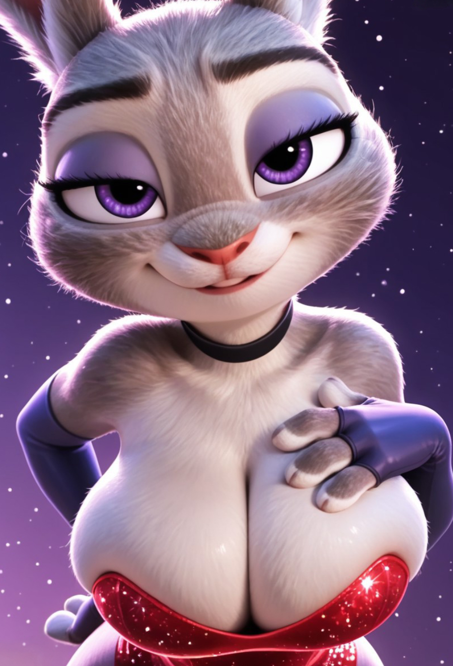 1anthro, 1female, 1furry, 1girls, ai generated, anthro, anthro female, anthro focus, anthro furry, anthro only, arms behind back, bare shoulders, black choker, black eyelashes, black pupils, boobs, boobs close up, boobs close-up, boobs closeup, boobs focus, breasts, breasts close up, breasts close-up, breasts closeup, breasts focus, buckteeth, bunny tail, bunny teeth, busty, busty female, choker, civitai, cleavage, cleavage dress, cleavage focus, close up, close up breasts, close up face, close up view, close-up, closeup, closeup view, coloredbin.ai, cosplay, curvy, curvy anthro, curvy body, curvy female, curvy figure, curvy hips, deep cleavage, disney, dramatic lighting, dress, ears up, elbow gloves, eyelashes, eyeshadow, face close up, face close-up, face closeup, face focus, fancy clothing, fancy dress, female, female anthro, female focus, female furry, female only, fingerless elbow gloves, fingerless gloves, front view, front view focus, furry, furry anthro, furry female, furry focus, furry only, glitter background, glitter dress, gradient background, hand at side, hand on breast, hands in front, handwear, high angle, high angle view, huge boobs, huge breasts, huge bust, huge tits, jessica rabbit (cosplay), judy hopps, large boobs, large breasts, large tits, lidded eyes, looking at viewer, magenta background, makeup, petite, petite body, petite female, pink inner ear, pink lips, pink nose, plump boobs, plump breasts, plump tits, purple background, purple elbow gloves, purple eyes, purple eyeshadow, purple gloves, purple handwear, purple makeup, rabbit, rabbit ears, rabbit girl, rabbit humanoid, rabbit nose, rabbit tail, rabbit teeth, red dress, seductive, seductive body, seductive eyes, seductive female, seductive figure, seductive gaze, seductive look, seductive smile, shiny clothes, shiny dress, short female, shortstack, side slit, side slit clothing, side slit dress, small female, solo, solo anthro, solo female, solo focus, solo furry, sparkle background, sparkly dress, standing, standing position, strapless, strapless dress, tail, teeth visible, top heavy, top heavy breasts, top view, two-tone body, two-tone fur, two-tone hair, visible teeth, white body, white fur, white hair, white underbelly, yiff, zootopia