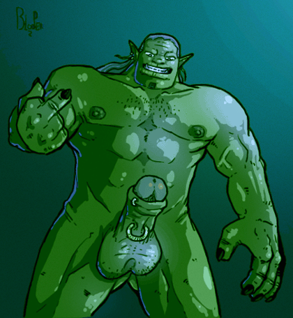 balls blooper_(artist) male male_only muscles orc orc_male penis piercing solo solo_male