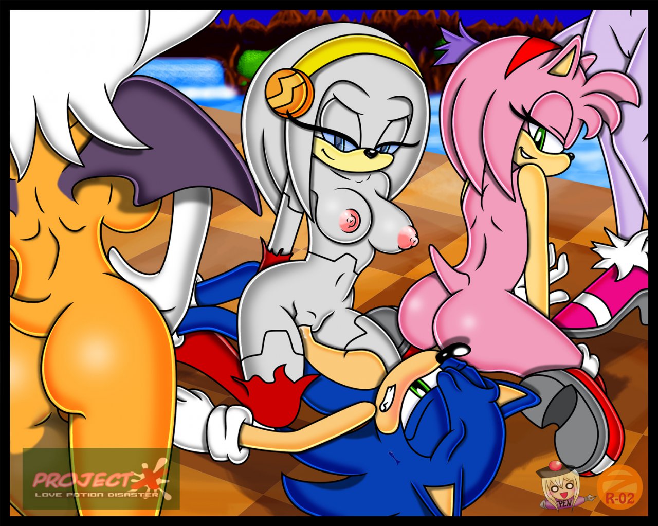 amy_rose anthro ass bat big_ass blaze_the_cat breasts cat clenched_teeth color feline female fur furry hedgehog male mammal naughty_face nipples nude penetration penis project_x project_x_love_potion_disaster pussy rouge_the_bat sega sex sonic_(series) sonic_the_hedgehog straight uekawa_style vaginal_penetration zeta_the_echidna zetar02