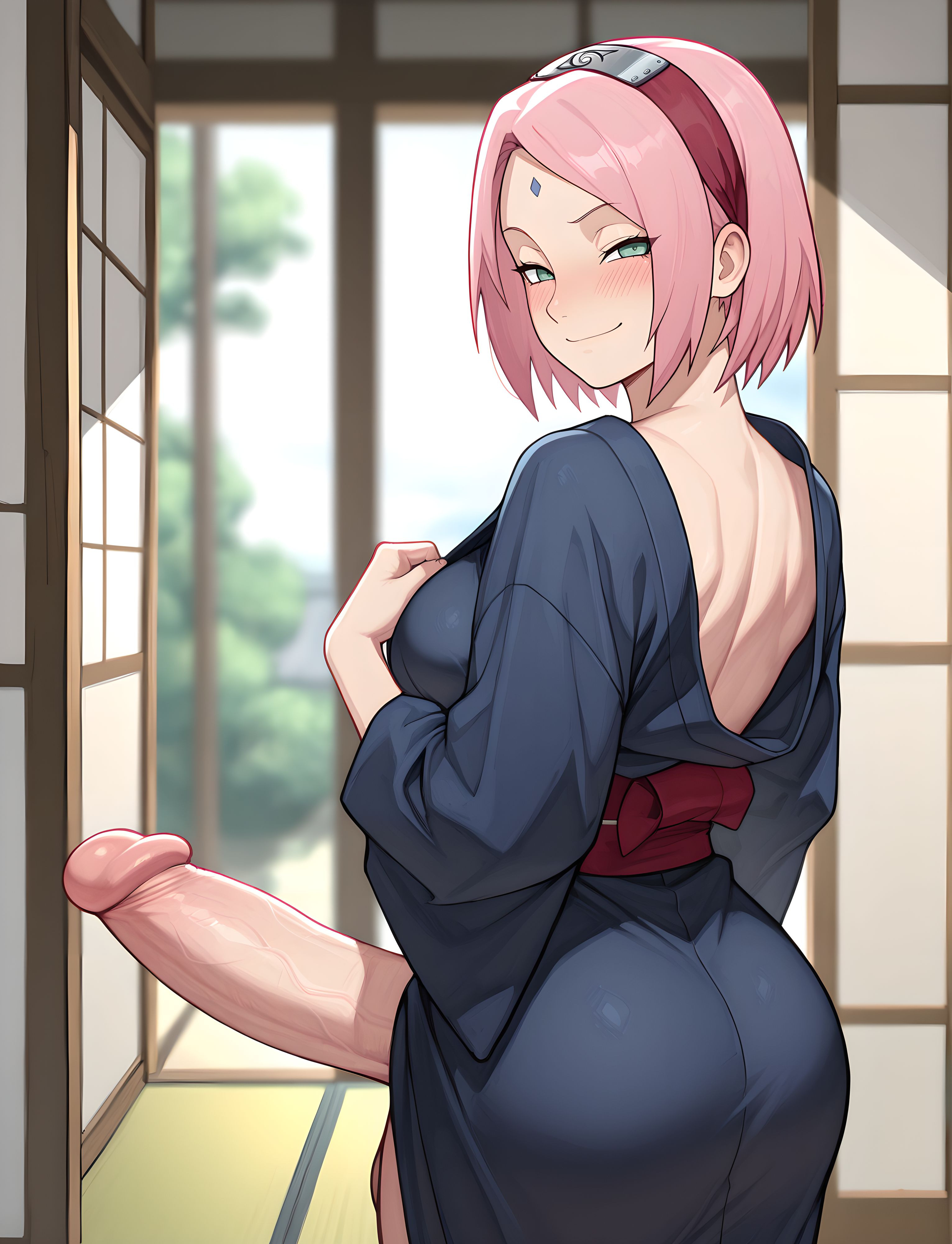 1futa, ai generated, balls, big ass, big balls, blush, breasts, futa only, futanari, grapesss, huge cock, intersex, large penis, naruto, naruto (series), penis, sakura haruno, testicles, thighs, uncensored