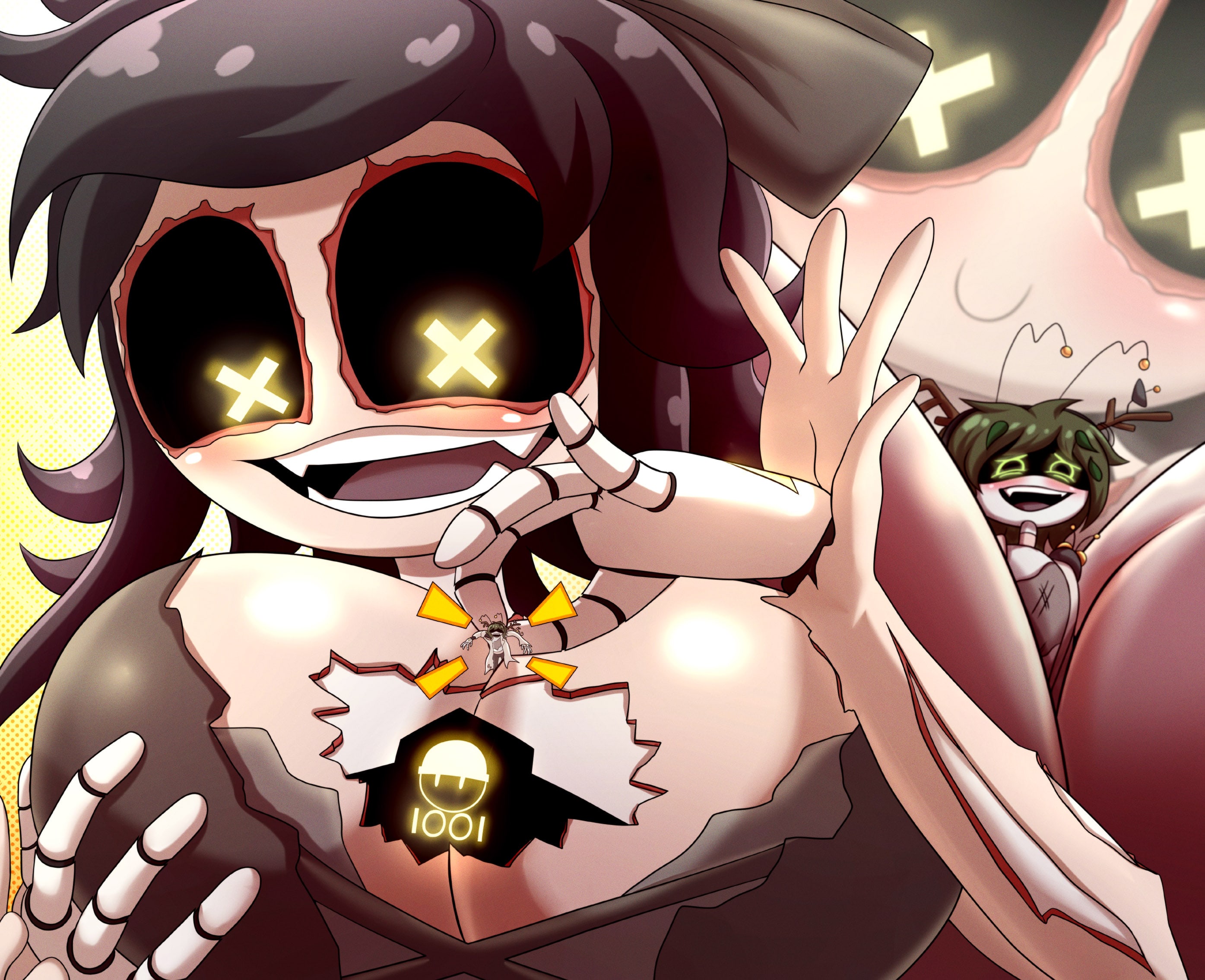 breasts, cyn (murder drones), cyntessa (murder drones), female, giantess, jenny the huge, murder drones, murder drones oc, oc, tagme, thedaibijin