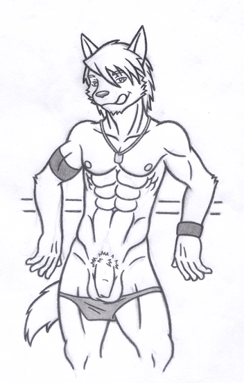 anthro canine fur furry furry_only kouya male male_only morenatsu penis speedo uncut underwear wolf