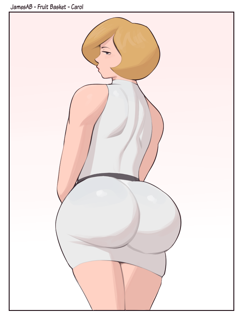 big_ass blonde_hair bubble_butt carol_white_(jamesab) fruit_basket_(jamesab) jamesab light-skinned_female looking_at_viewer oc original_character short_dress side_eye