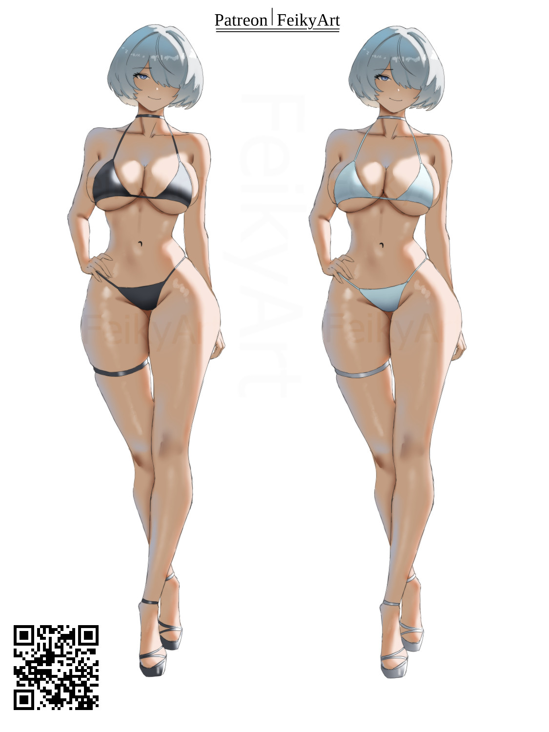 2d, 2d (artwork), bikini, customer, feikyart, female, nier (series), nier: automata, yorha 2b