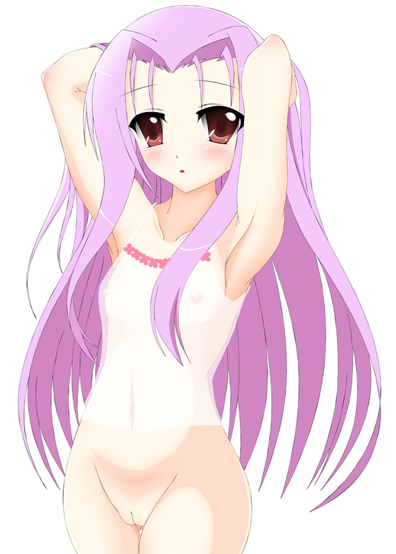 blush breasts long_hair lutecia_alpine lyrical_nanoha mahou_shoujo_lyrical_nanoha mahou_shoujo_lyrical_nanoha_strikers nipples no_panties purple_hair pussy small_breasts