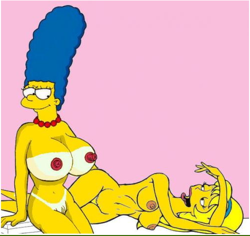 blue_hair breasts color female female_only hair human lurleen_lumpkin marge_simpson multiple_females multiple_girls nipples nude smile tagme tanlines the_simpsons vulva yellow_skin yuri