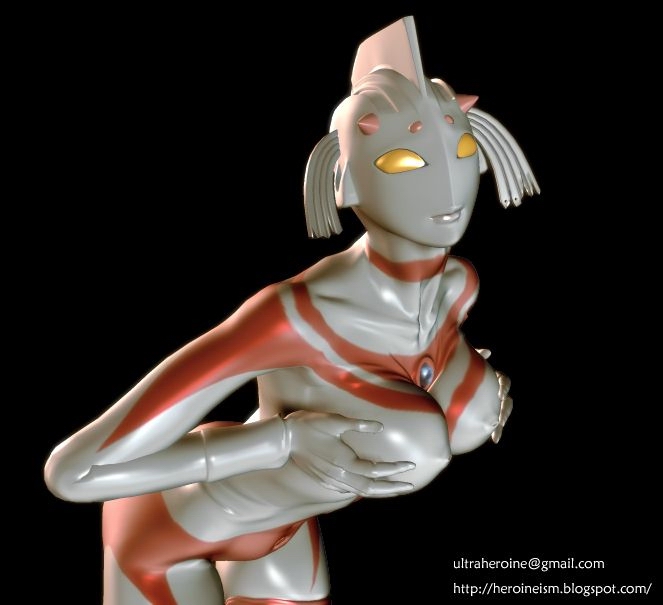 3d alien alien_girl breast_grab breast_squish breasts mother_of_ultra solo solo_female ultraman_(franchise) umk